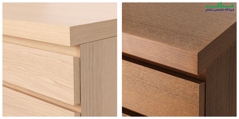 میز کارمندی ایکیا مدل MALM، عرضه شده در رنگ های ساده و طرح چوب